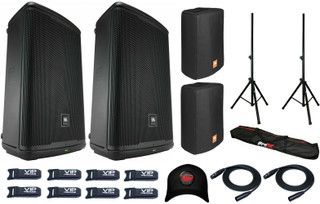 2x JBL EON712 12" Powered Bluetooth Speaker 1300W + 2x EON715-CVR + Accessories