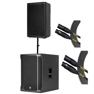 RCF ART 910-A Powered Speaker w/ RCF SUB 702-AS II Subwoofer & Mogami XLR