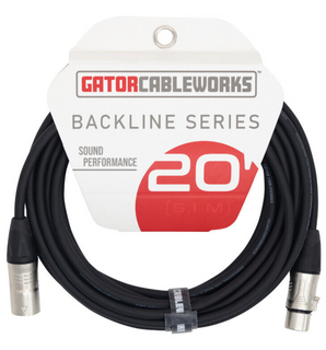 Gator GCWB-XLR-20 Backline Series 10 Foot XLR Male to XLR Female Microphone Cable