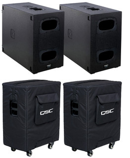 2x QSC KS212C Active Dual 12" Powered Cardioid Subwoofer 3600W + 2x KS212C-CVR