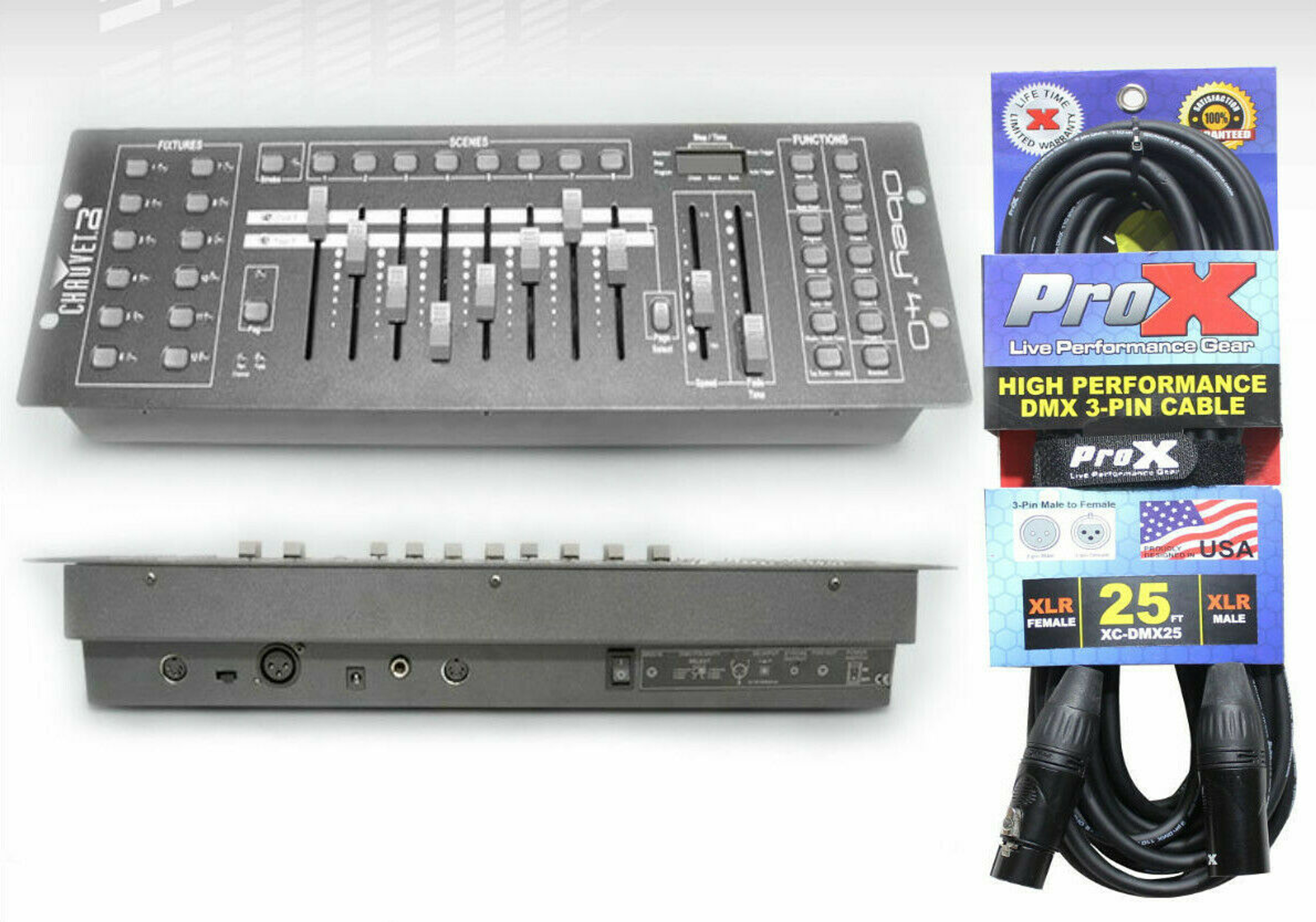 Chauvet DJ Obey 40 Rackmount 192 Channels DMX Controller & 25 Ft DMX Cable