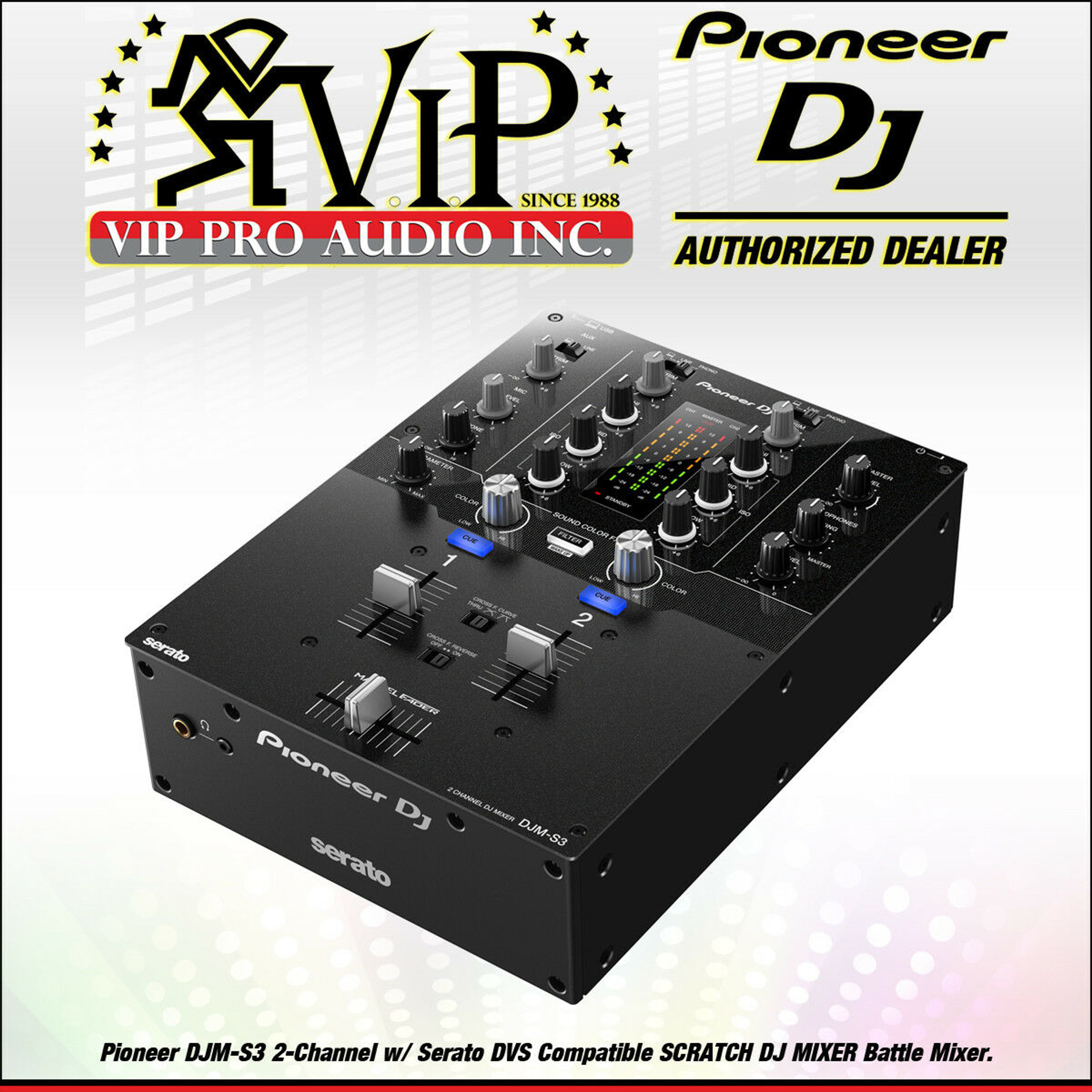 Pioneer DJM-S3 2-Channel w/ Serato DVS Compatible, SCRATCH DJ