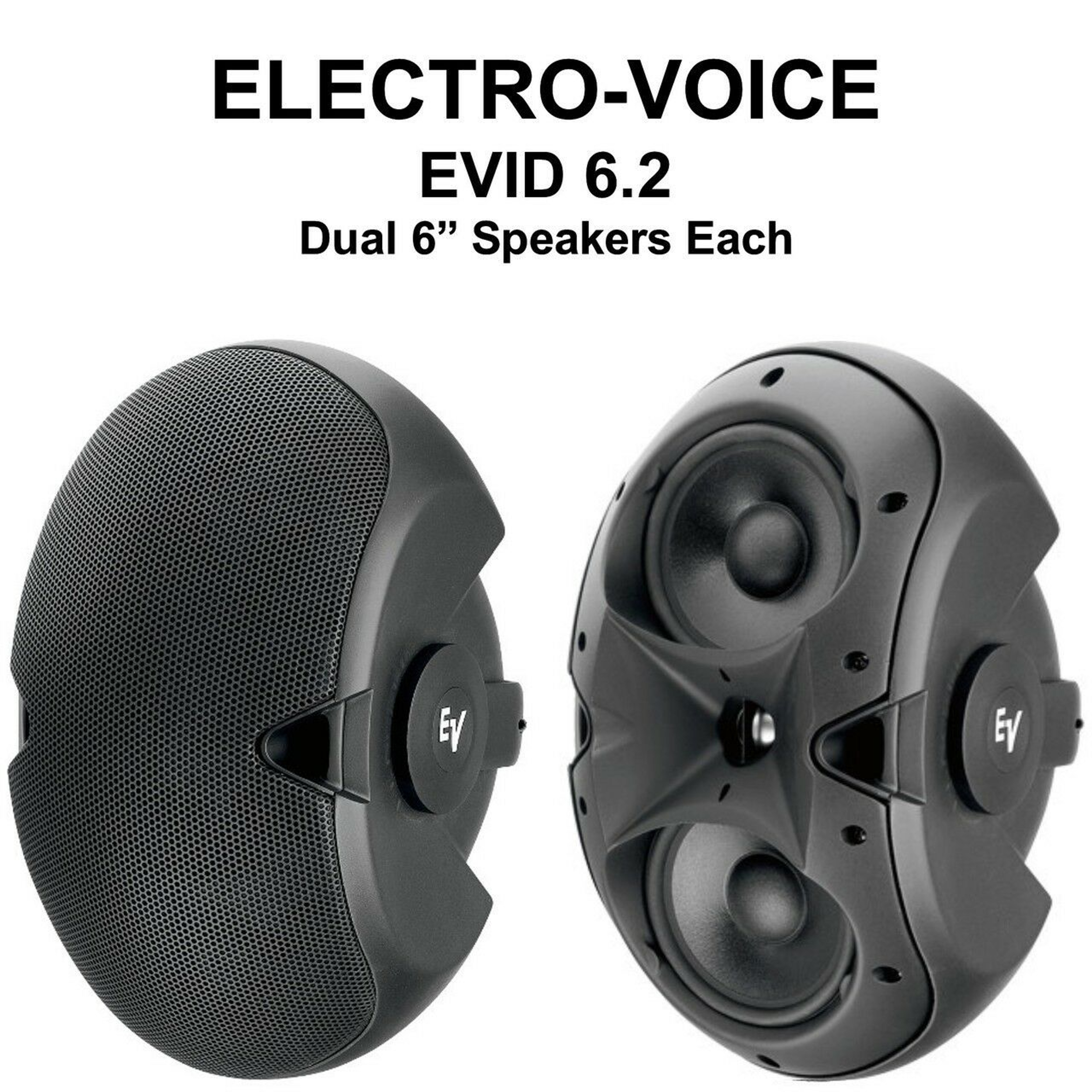 2pcs Electro-Voice EVID 6.2 EVID Series 300 Watt 2-Way Speaker