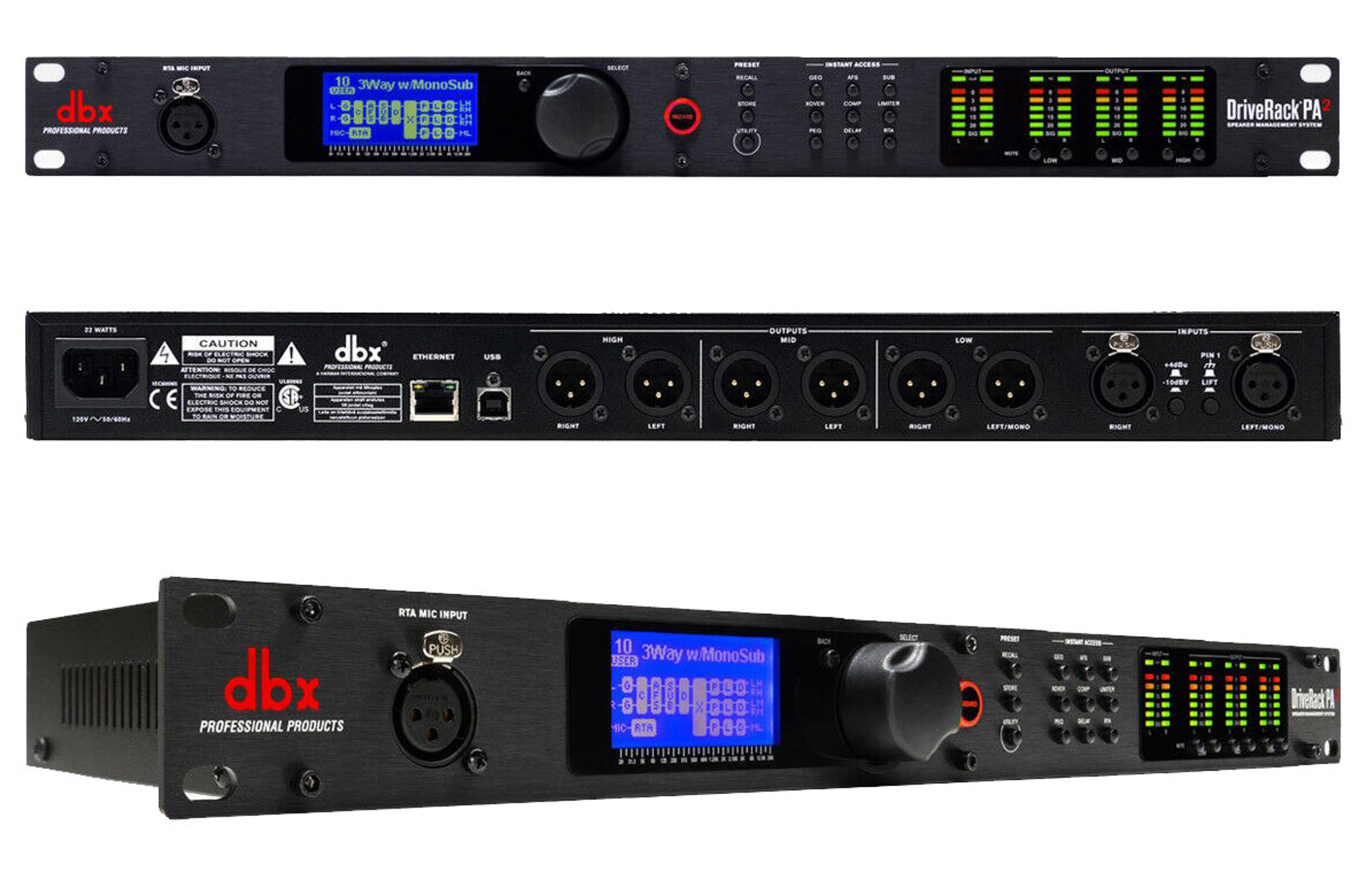 DBX DriveRack PA2 Complete Loudspeaker Management System Processor  w/Display USB