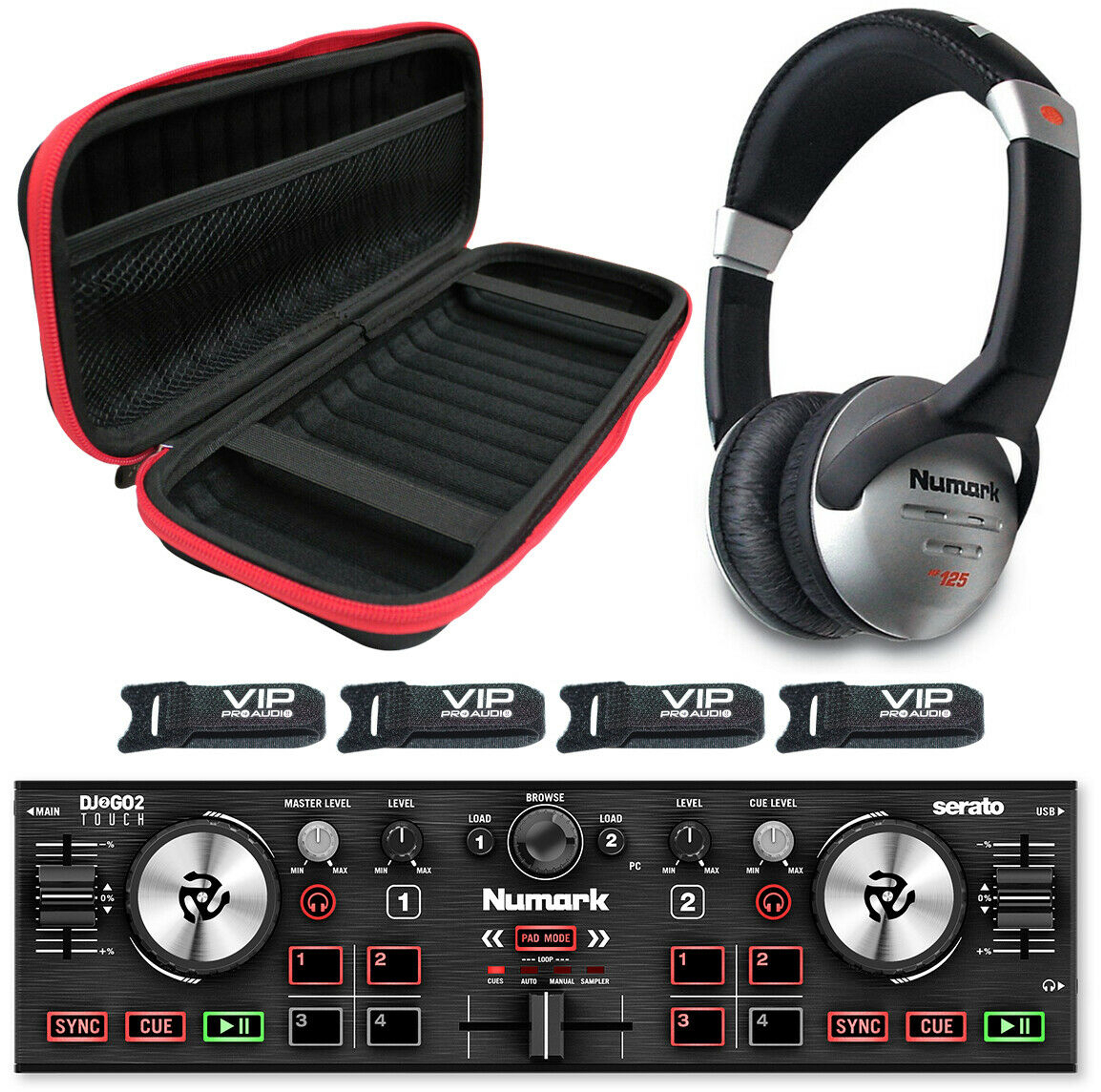 Numark DJ2GO2 Touch Pocket DJ Controller + ProX XB-DJ2GO2 Case +