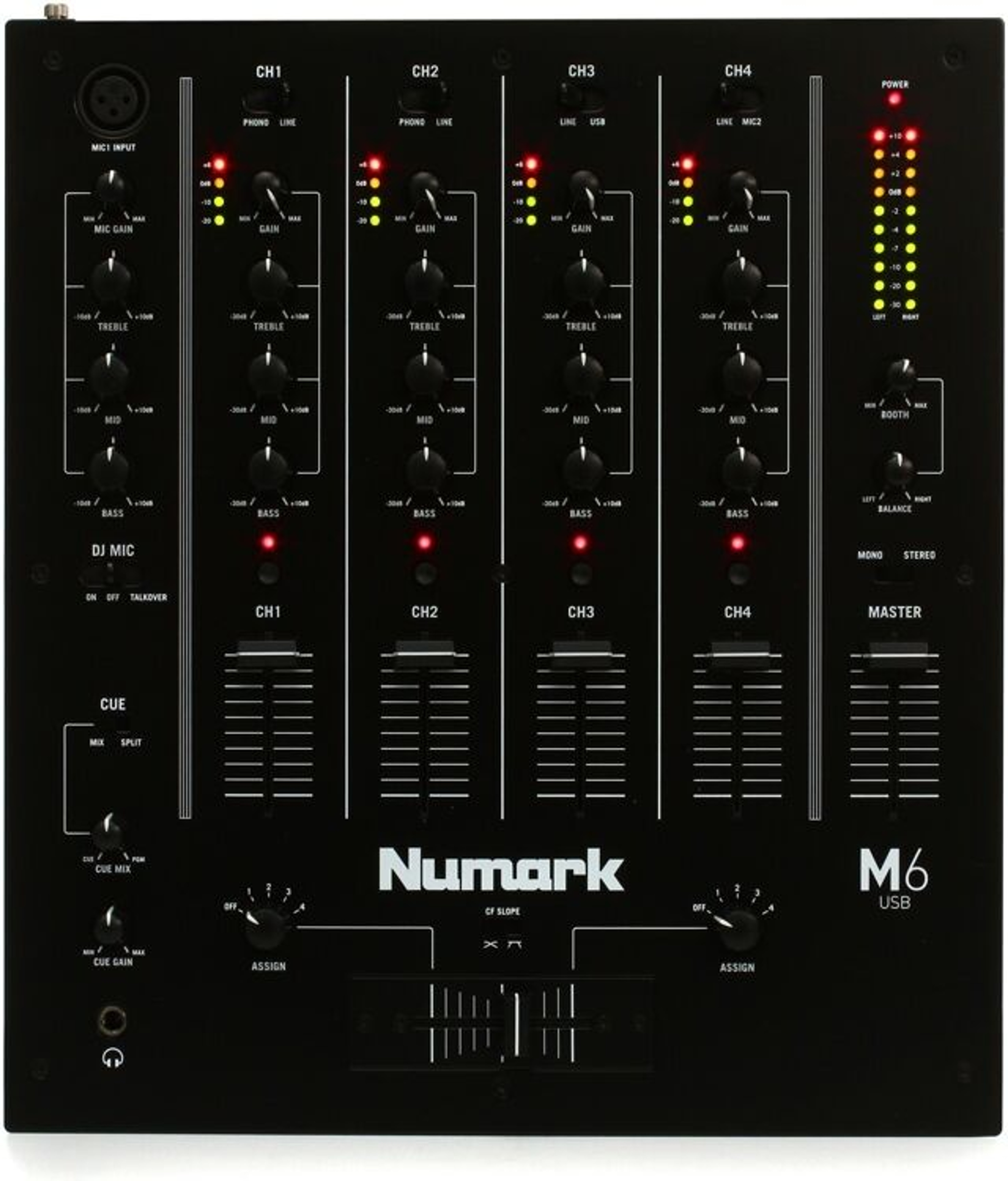 Numark M6 USB Black 4-Channel USB DJ Mixer For Use w/ DJ Turntables & CD