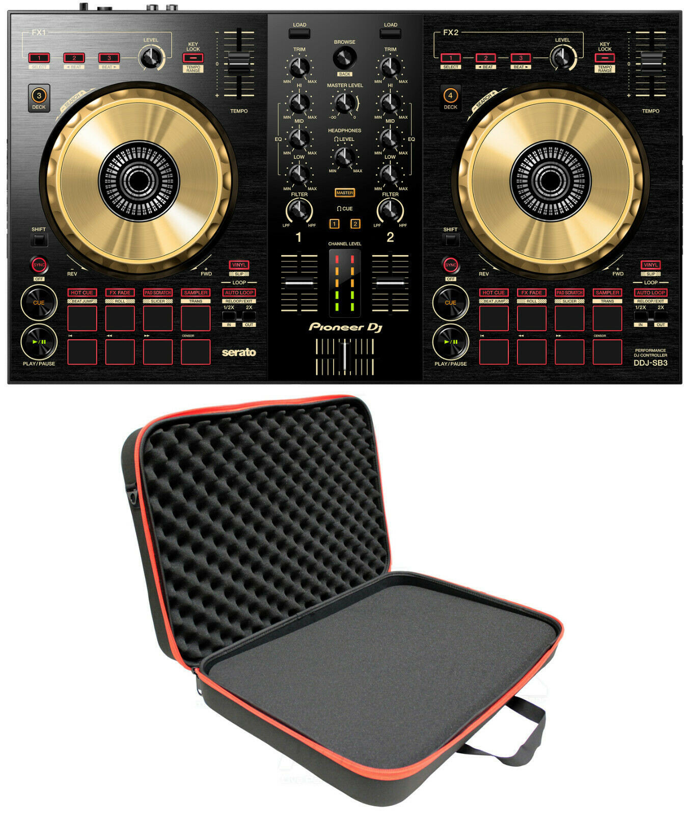 Pioneer DDJ-SB3-N 2-channel DJ controller for Serato DJ Lite Gold + XB-DJCS