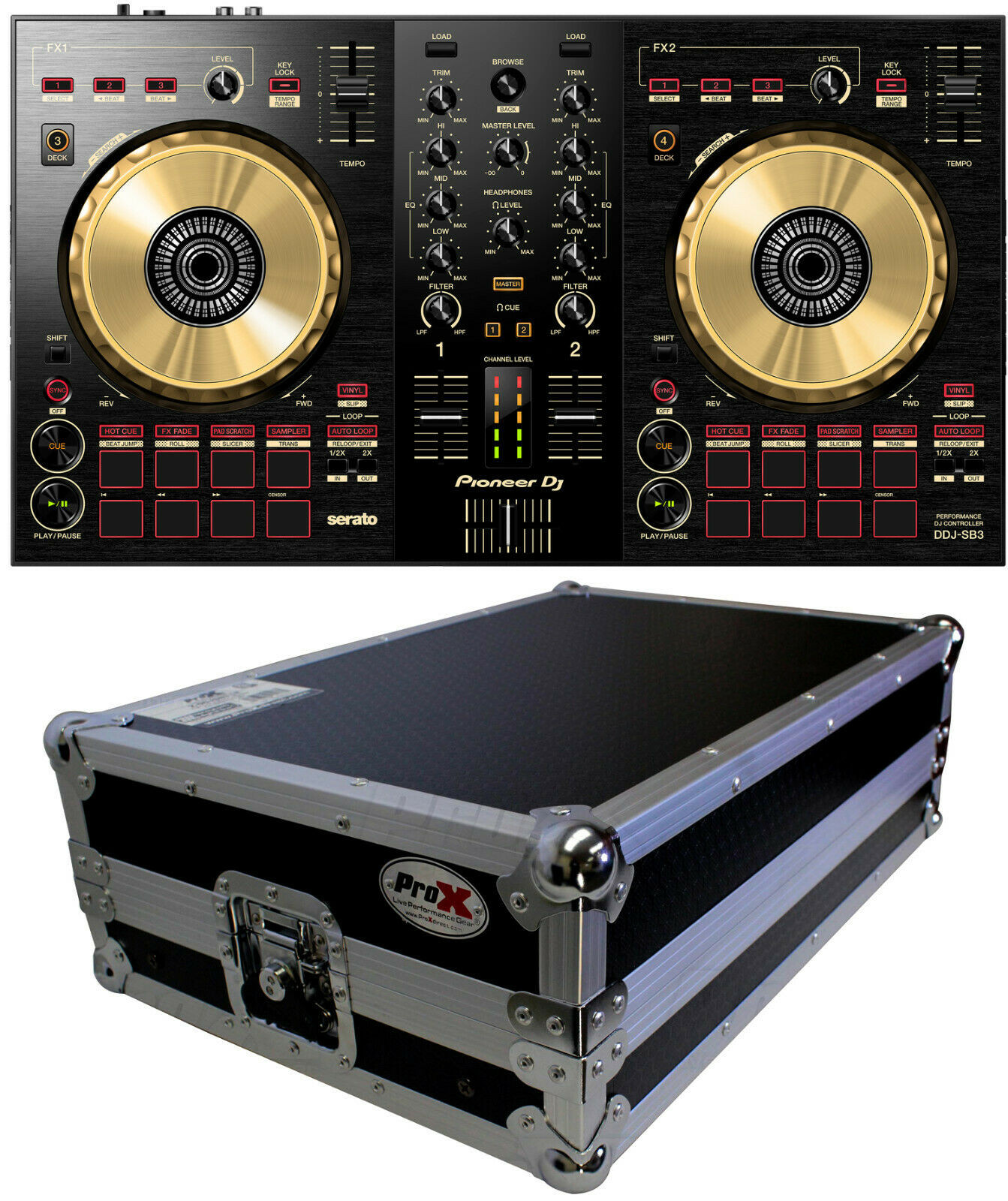 Pioneer DDJ-SB3-N 2-channel DJ controller for Serato DJ Lite (Gold) +  X-DDJSB3LT