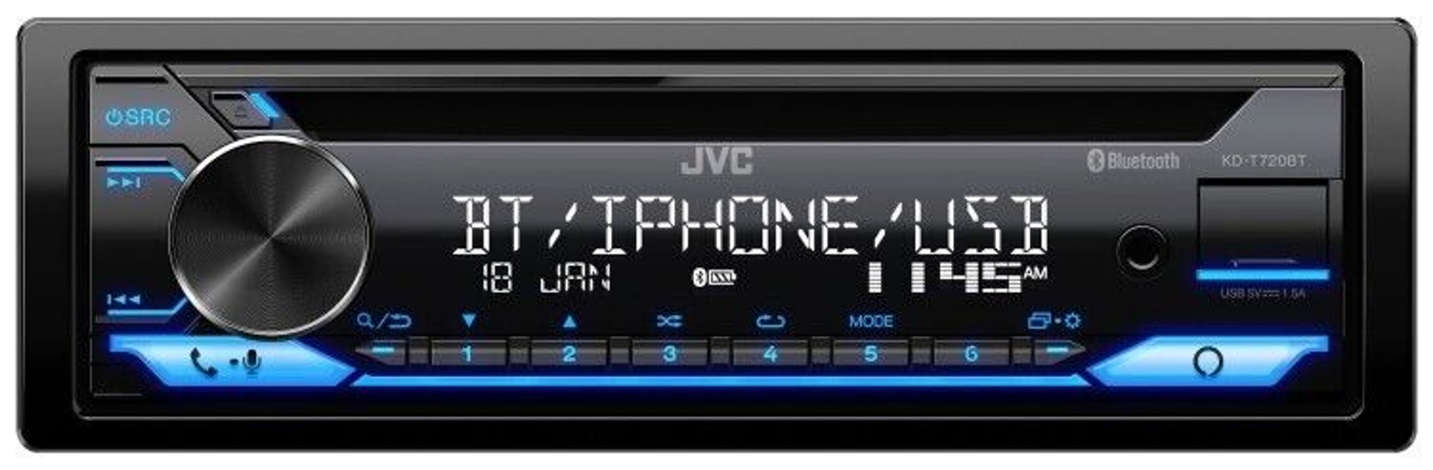 JVC Stereo Car Single DIN In-Dash CD MP3 Car Stereo Receiver Front USB AUX  Inputs Android Control AM FM Radio Player with Remote Control / FREE