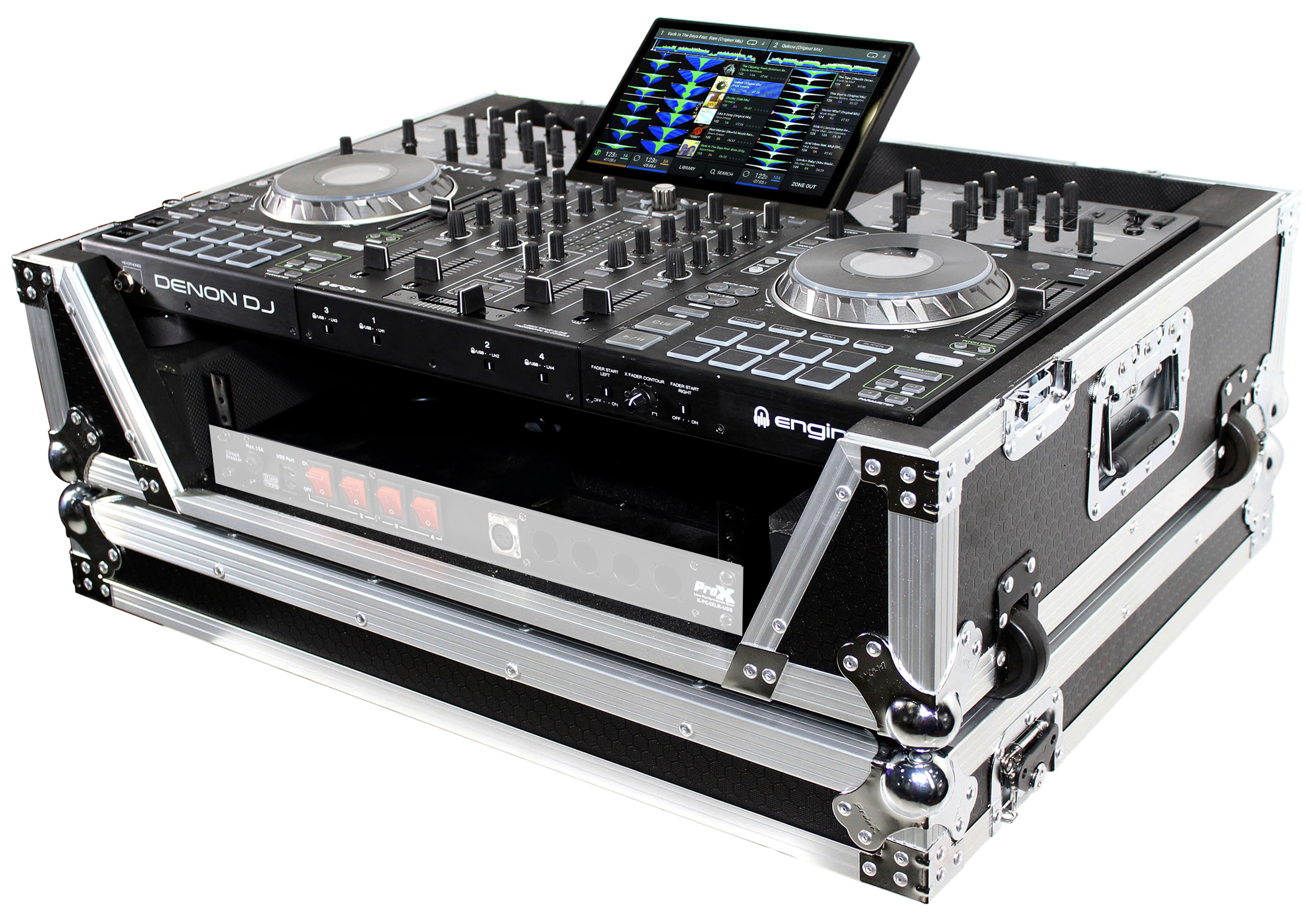Denon DJ PRIME 4+ 4-Deck Touchscreen Standalone DJ Controller w Red Flight  Case