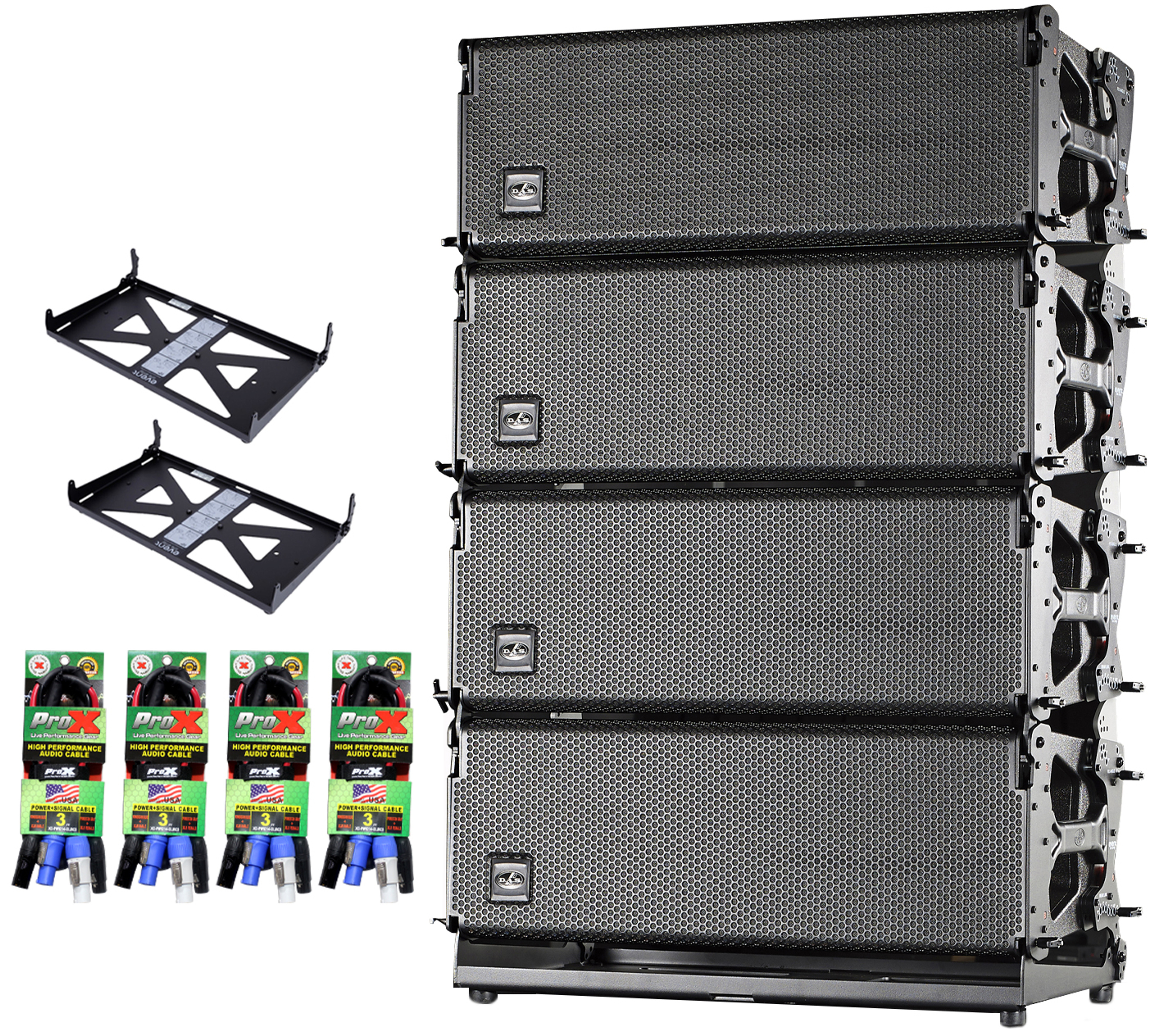 4x DAS Event-208A Dual 8 Powered Line Array Speakers + 2x AXS