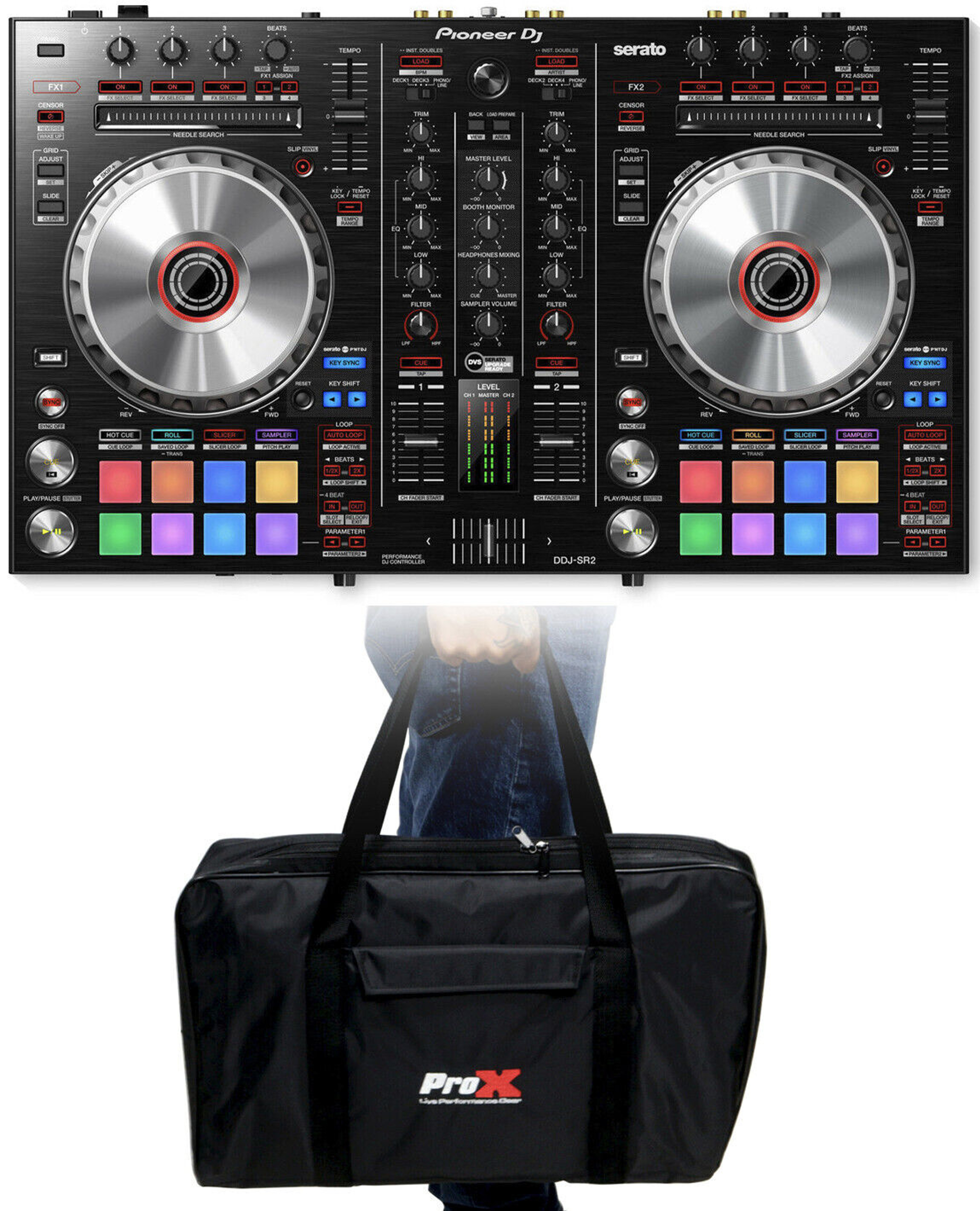 Pioneer DDJ-SR2 2-Channel DJ Controller For Serato DJ Pro + XB-MDDJSR2 Mano  Bag