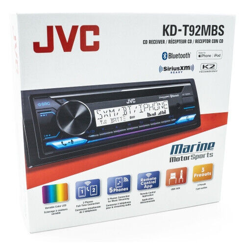 JVC KDT92MBS 1 DIN Car & Marine CD Receiver with Bluetooth, USB