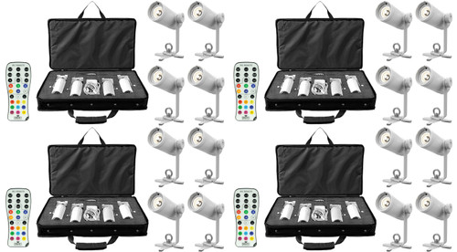 4x Chauvet EZpin Pack 4 Battery Powered Pinspot Light Fixtures w IRC Remote & Case