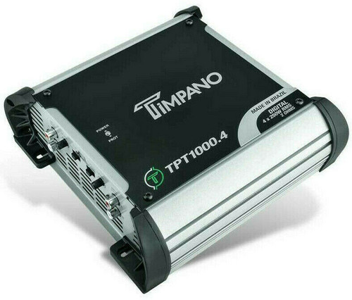 Timpano Amplificador compacto de 4 canales para coche de 500 vatios, 4 x  125 vatios a 2 ohmios, mini estéreo de 12 voltios de rango completo clase D