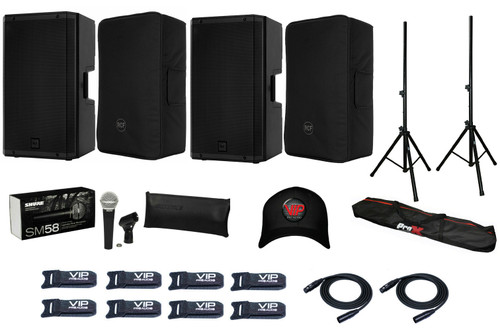2x RCF ART 945-A 15" Active Speaker 2100W PA Stage Monitor w/ Integrated DSP + 2x CVR ART-915 Protection Cover + SM58-LC Microphone