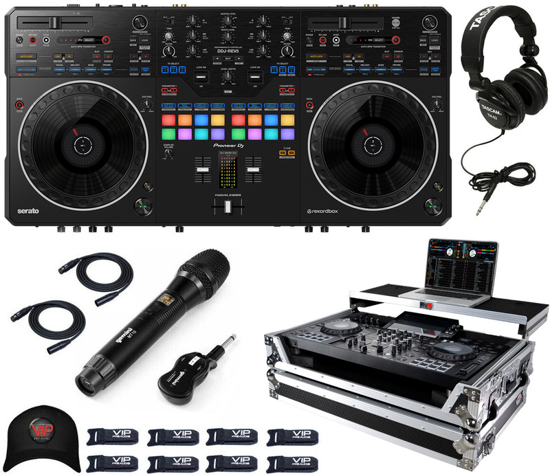 Pioneer DDJ-REV5 Scratch-Style DJ Controller + XS-XDJRX3 WLT Case + Headphones & MIC