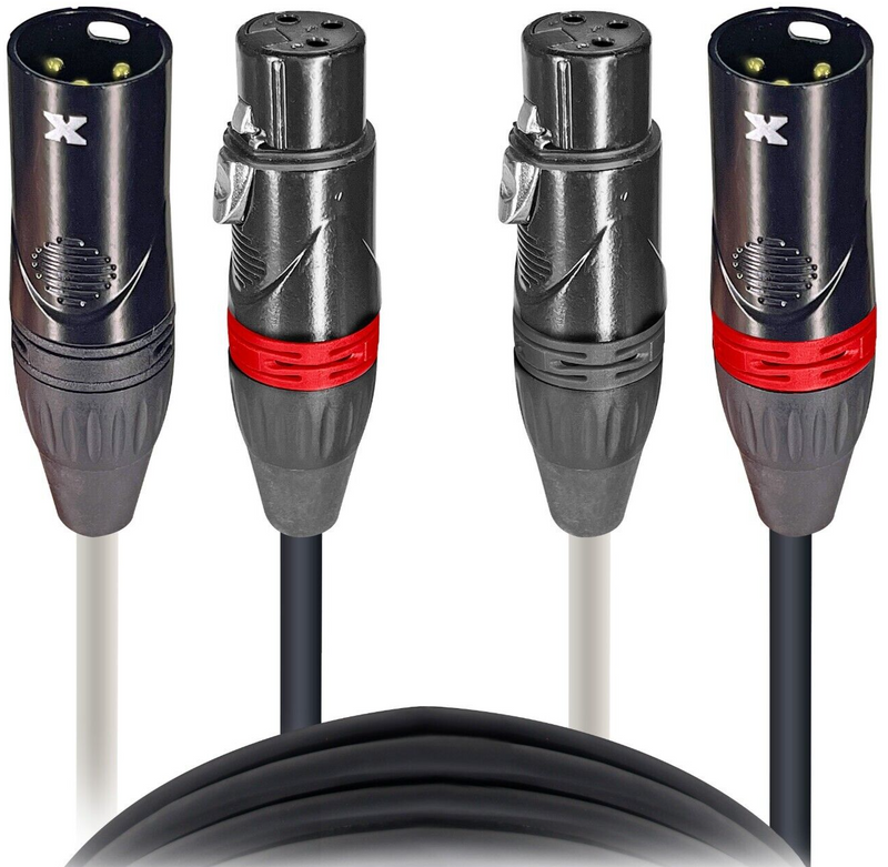 ProX XC-DXLR25 25' Ft High Performance Dual XLR-M to Dual XLR-F Audio Cable