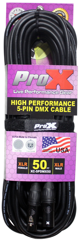 ProX XC-5PDMX50 50 Ft. DMX XLR5-M to XLR5-F High Performance Cable NEW