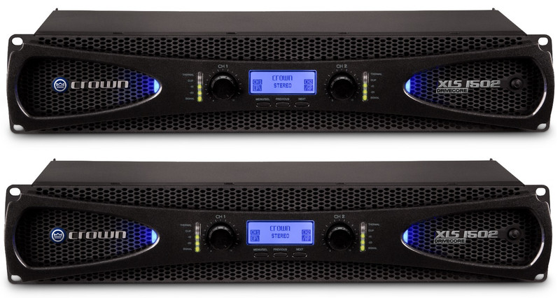 Pair Crown XLS 1502 front view power amplifier