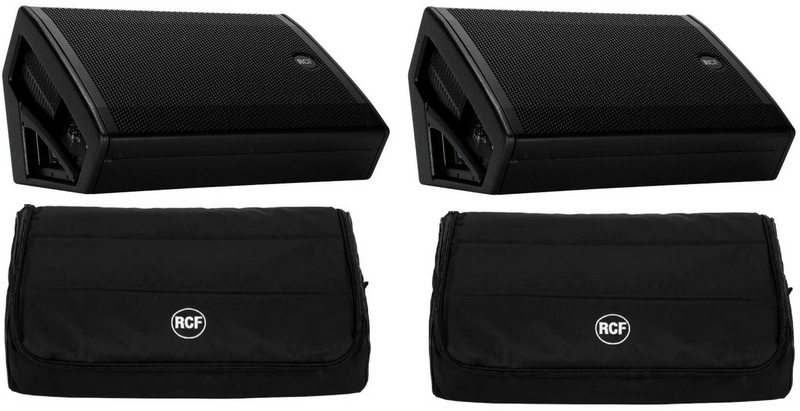 2x RCF NX 15-SMA 15" ACTIVE STAGE MONITOR 1400W PA Speaker + 2x RCF CVR NX15-SMA Speaker Cover (MINT)