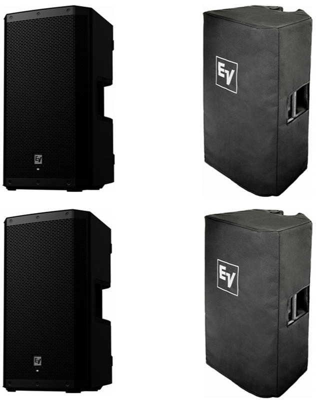 2x EV ZLX-15P G2 15" Powered Speaker w/ Bluetooth, DSP & Remote Control + 2x EV ZLX-15-G2-CVR Cover (MINT)