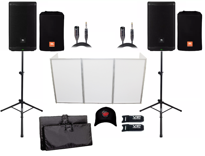 2x JBL EON710 10" 2-Way Powered Speaker w/ Bluetooth & DSP 1300W + 2x EON710-CVR Covers + Accessories