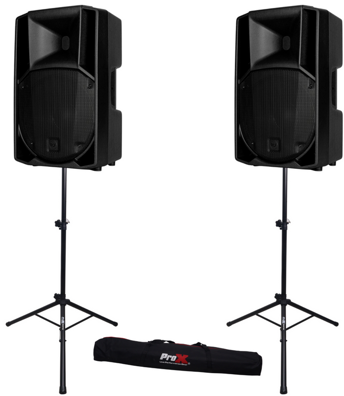 2x RCF ART 735-A MK5 15" Powered Speaker 1400 Watts with DSP + ProX T-SS18P Speaker Stands with Bag (MINT)