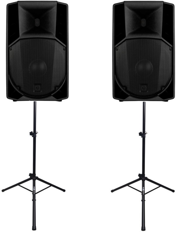 2x RCF ART 715-A MK5 15" Powered Speaker With DSP 1400 Watts + ProX T-SS18P Set of 2 Speaker Tripod Stands
