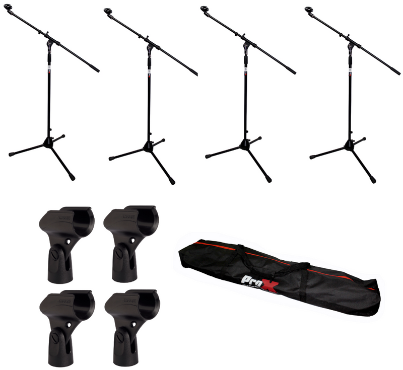 four T-MIC01 stands, clips & bag