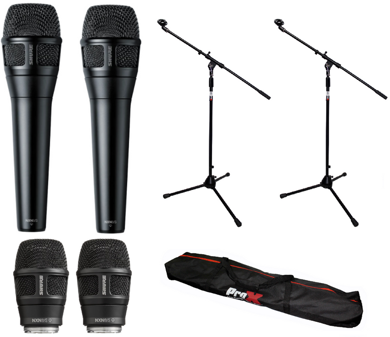 2x Shure Nexadyne 8/S Dynamic Vocal Mic+2x RPW204 Capsule+2xStandes+Carrying Bag