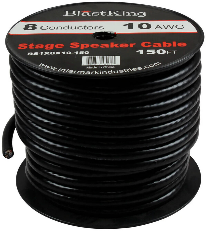 Blastking RS1X8X10-150 10 AWG 8-Conductor Copper aluminum Speaker Cable 150 Ft