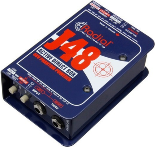Radial J48 active direct box front panel.