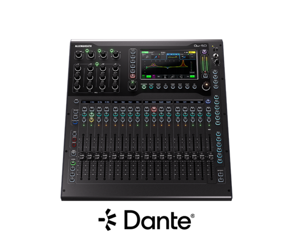 Allen & Heath Qu-5D mixer with Dante logo