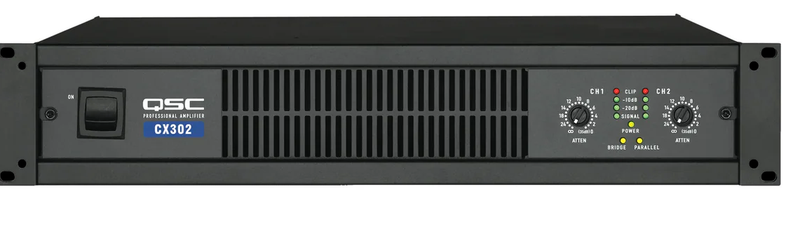 QSC CX302 amp front live sound rack