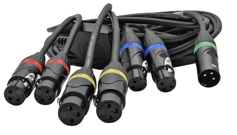 ProX XC-DMX17FTARMX6 17FT 1 to 6 Outlet 3PIN DMX CABLE High Performance