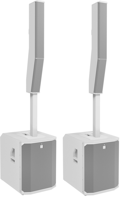 Pair EV Evolve 90W white column speaker angle