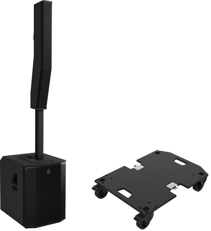 EV Evolve 90 column speaker with dolly setup