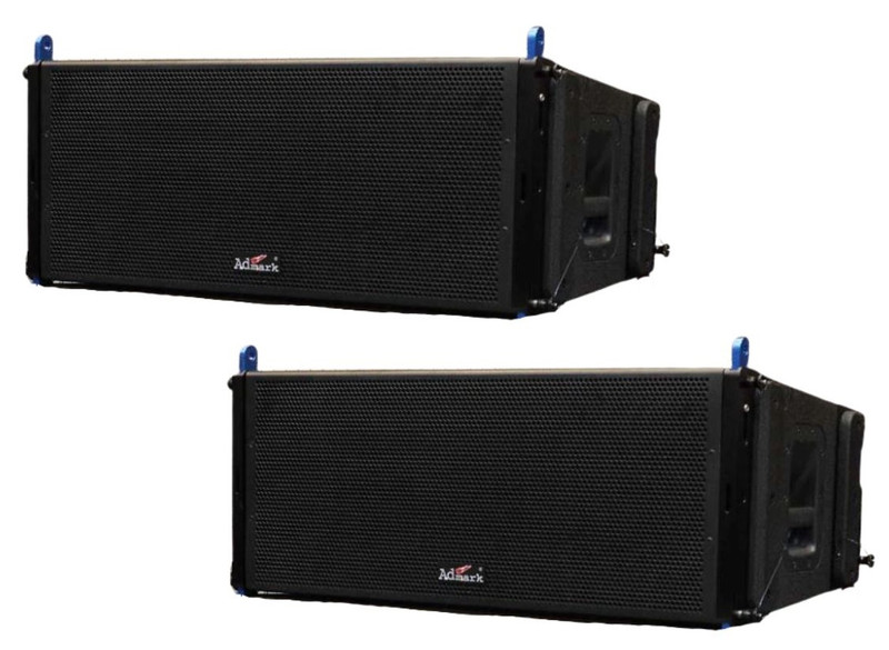 2x Admark A-12A Double 12" Waterproof Powered Line Array Speaker 600W+1200W, with built-in DSP 4-Ohms