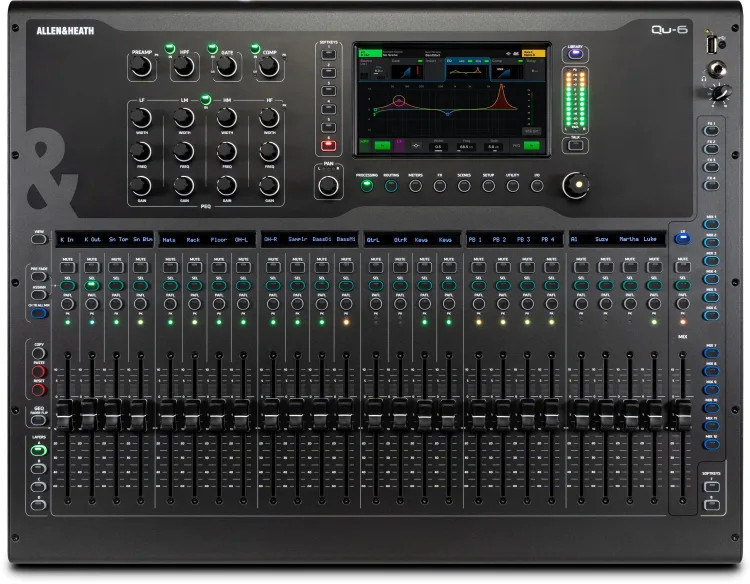 Allen & Heath Qu-6 38-in/24-out Digital Mixer with 25 Motorized Faders, 24 XLR/Jack Combi Inputs, 16 XLR Outputs MINT