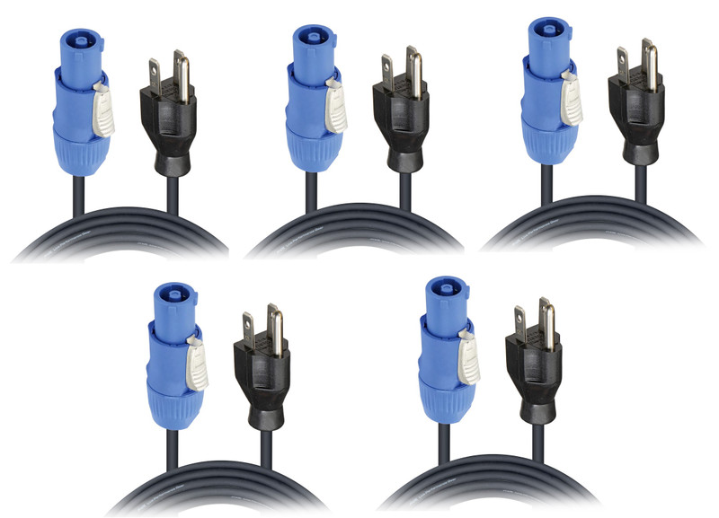 ProX 25ft power cable angle view 5 pack