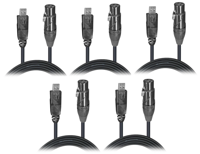 ProX USB XLR cable 5 pack bundle