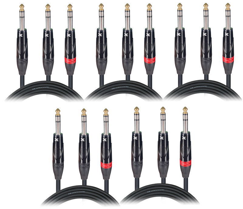 ProX XC-SYS05 5Ft TRS to Dual TRS cable 5 Pack