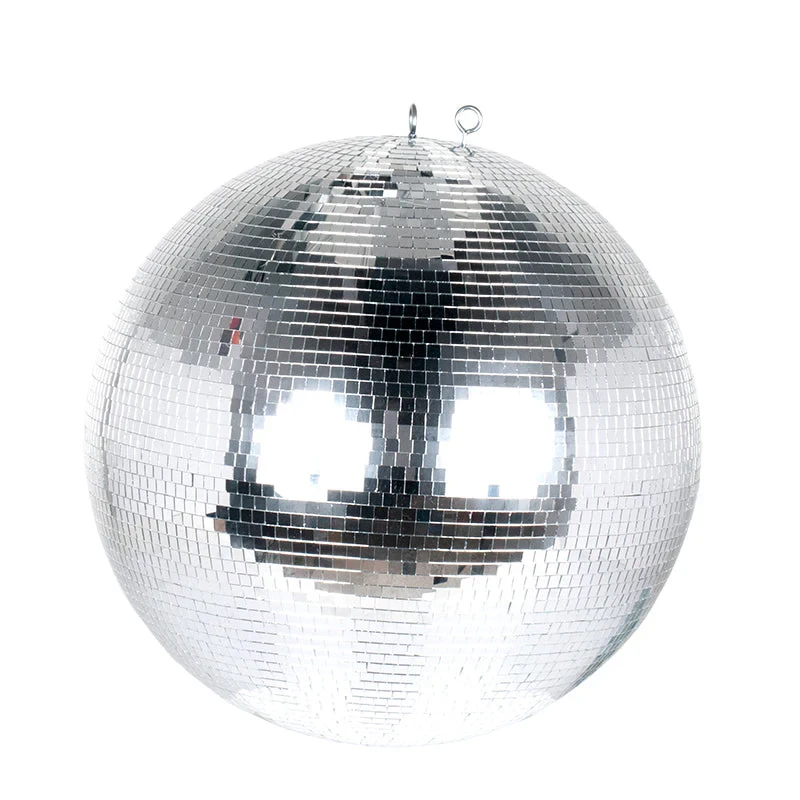A silver ADJ EM16 mirror disco ball.
