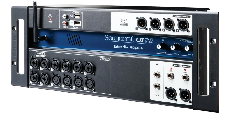 Soundcraft Ui16 digital mixer angle view