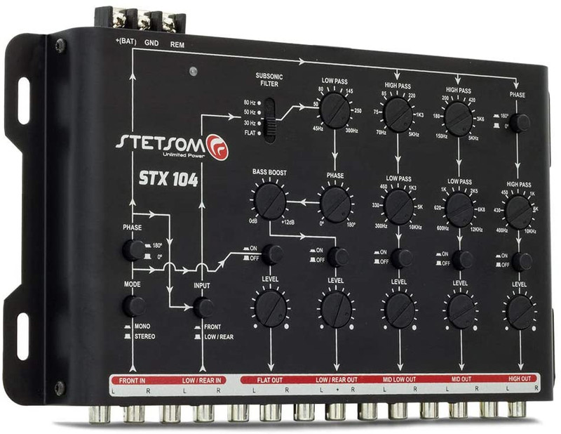 Stetsom STX 104 Crossover - 5 Way Crossovers 9v Output - STX104 Signal Processor