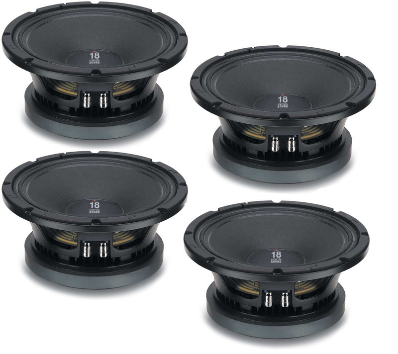 4x Eighteen Sound 10MB600C Mid-Bass Mid-Range 18 Sound Replacement 10" Speaker