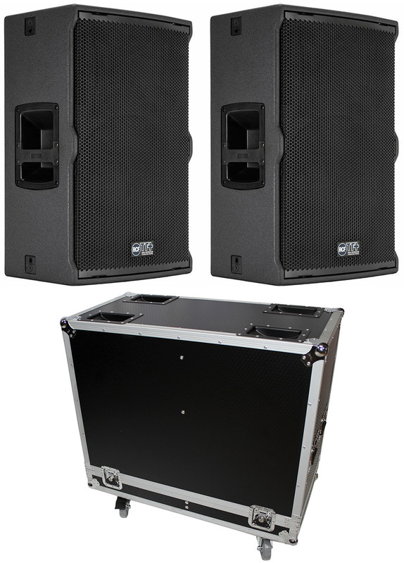 2x RCF TT 25-A II Active Speakers 1100W Class-D Amplified + X-RCF-TT25-AX2W Road / Flight Case