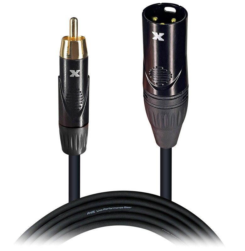 ProX XC-RXM05 5' Ft. High Performance XLR Male to RCA Male Unbalanced Audio Cable