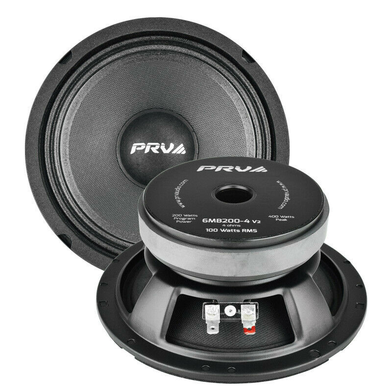2x PRV Audio 6MB200-4 V2 4-Ohm 6.5" MID-BASS 200W Car Audio LOUDSPEAKER 6MB200V2